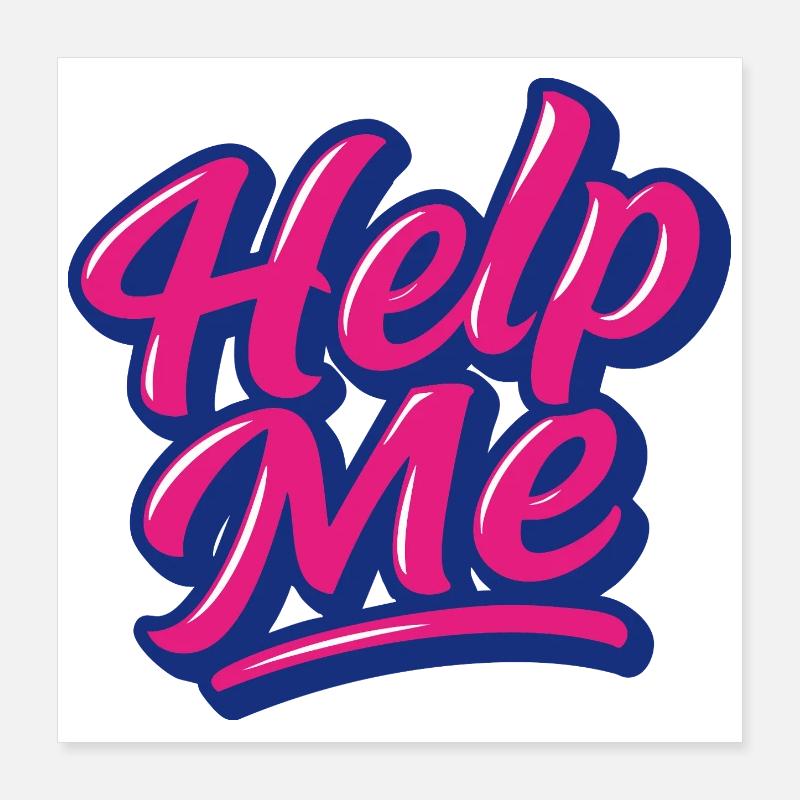 Aide-moi Script Néon Poster 40 x 40 cm