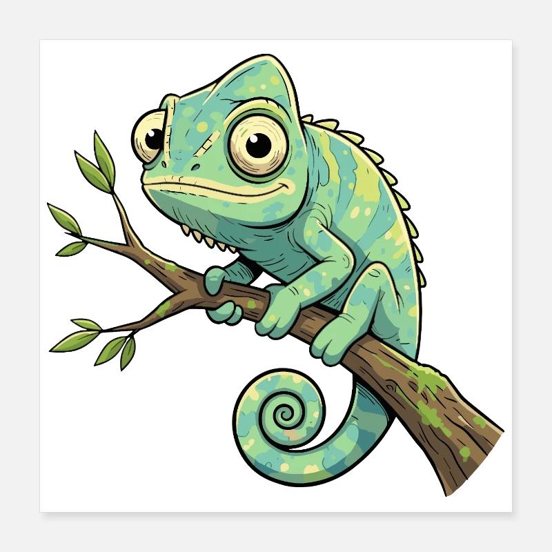 Chameleon on a branch Poster 16" x 16" (40x40 cm)