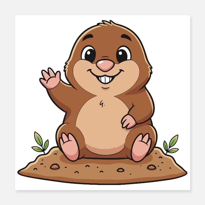 Cheerful Mole Poster 16" x 16" (40x40 cm)