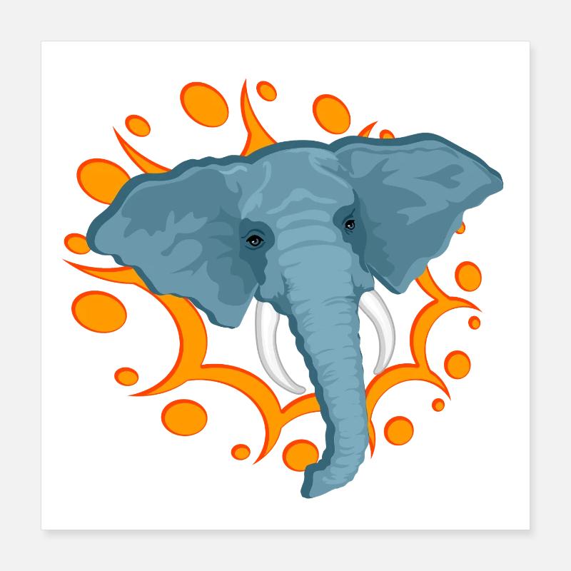Blauer Elefant mit orangefarbenem Speichel Poster 40x40 cm