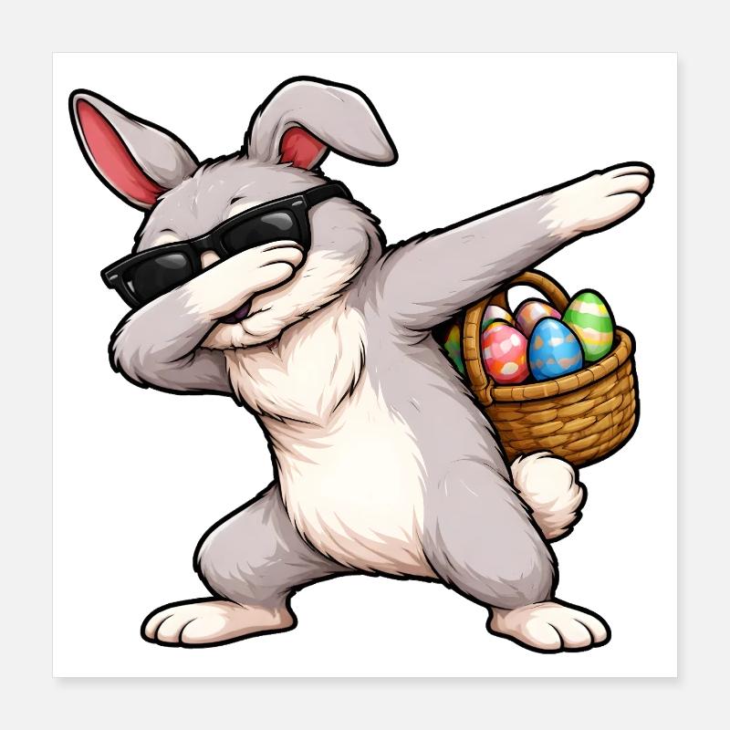 Dabbing Easter Bunny Poster 16" x 16" (40x40 cm)
