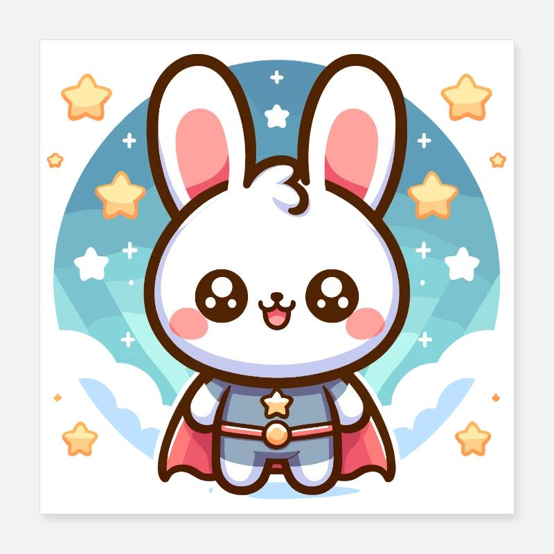Heroes Bunny Superhero Rabbit Poster 16" x 16" (40x40 cm)
