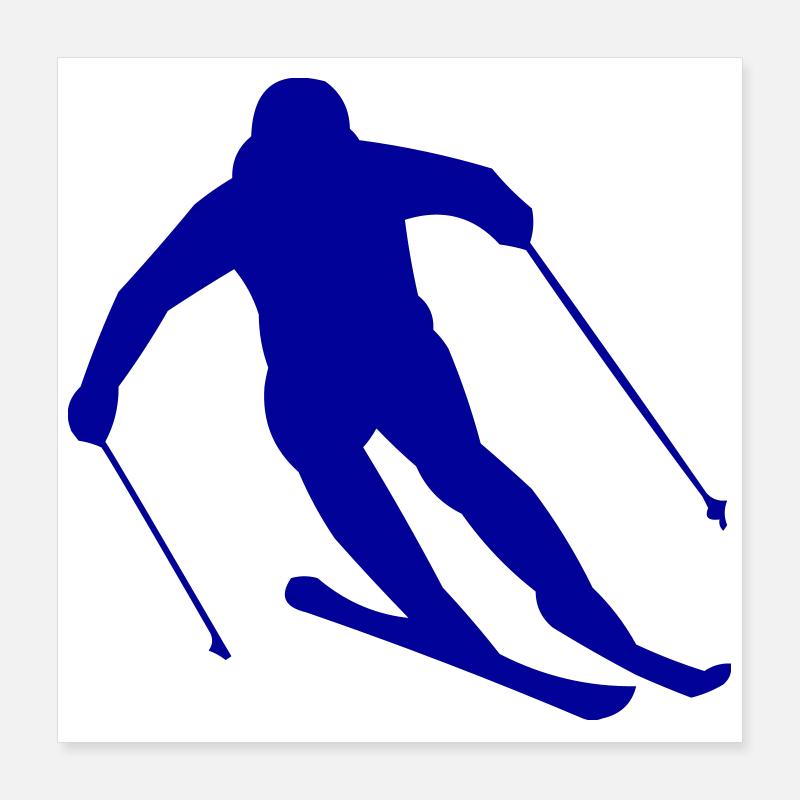 Blue Skier Silhouette Poster 16" x 16" (40x40 cm)