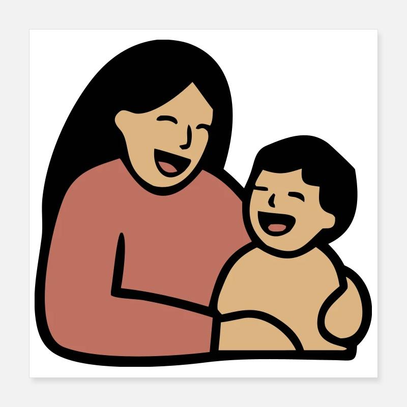 Maman Câlin de bébé Amour Poster 40 x 40 cm