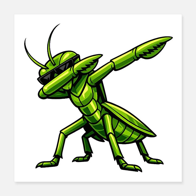 Dabbing Praying Mantis Poster 16" x 16" (40x40 cm)