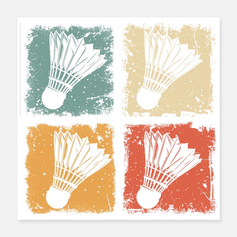 Badminton Federball Retro-Stil Poster 40x40 cm