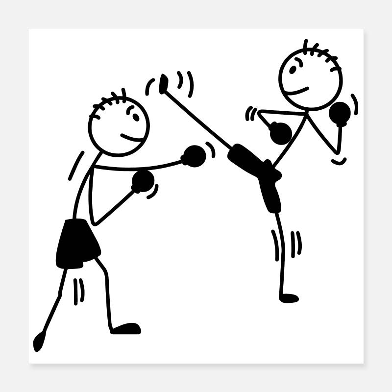 Kickboxen High Kick und Schläge Poster 40x40 cm