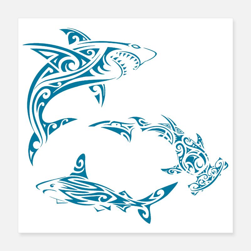 Requins polynésiens Poster 40 x 40 cm