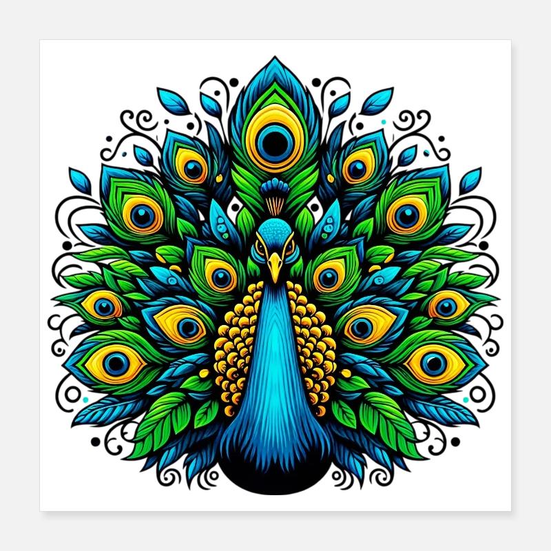 Peacock Poster 16" x 16" (40x40 cm)