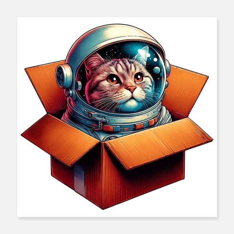 Chat astronaute Poster 40 x 40 cm