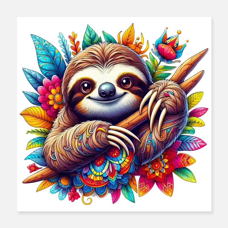 Sloth Poster 16" x 16" (40x40 cm)