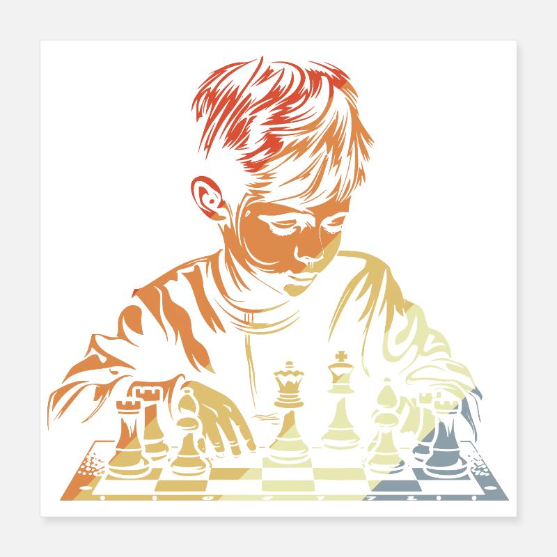 Garçon d’échecs vintage Poster 40 x 40 cm