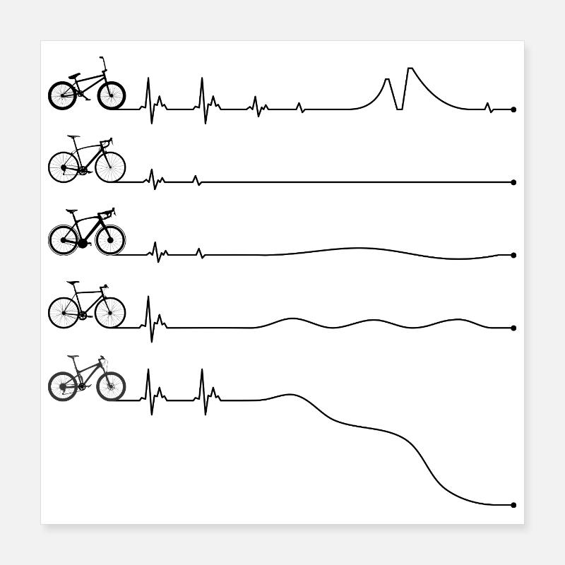 Dessin minimal au trait de vélo sur noir Poster 40 x 40 cm