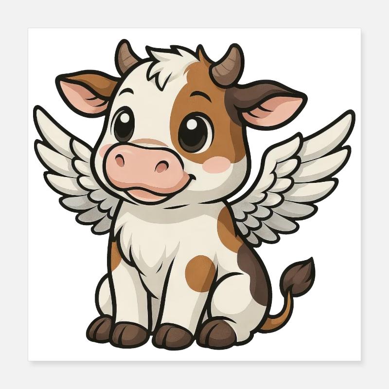 Kuh Engel Bulle Poster 40x40 cm