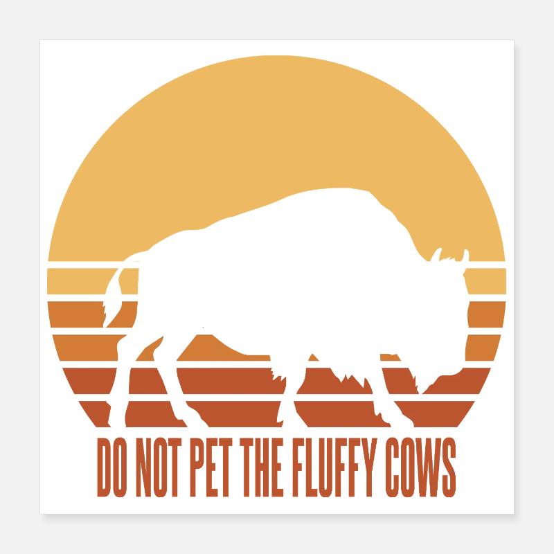 Funny Bold Buffalo Sunset Silhouette Poster 16" x 16" (40x40 cm)