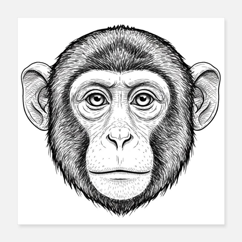 Portrait de singe expressif Poster 40 x 40 cm
