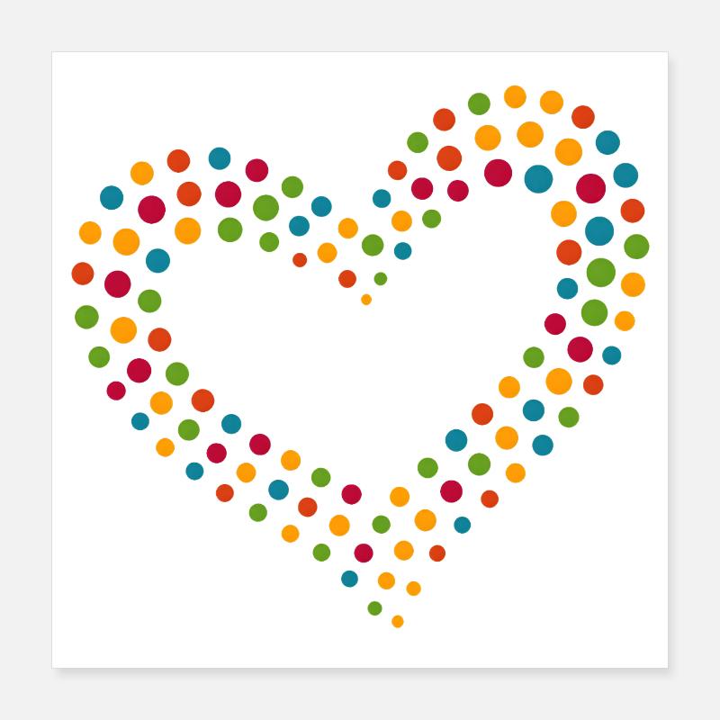 Rainbow Dot Heart Poster 16" x 16" (40x40 cm)