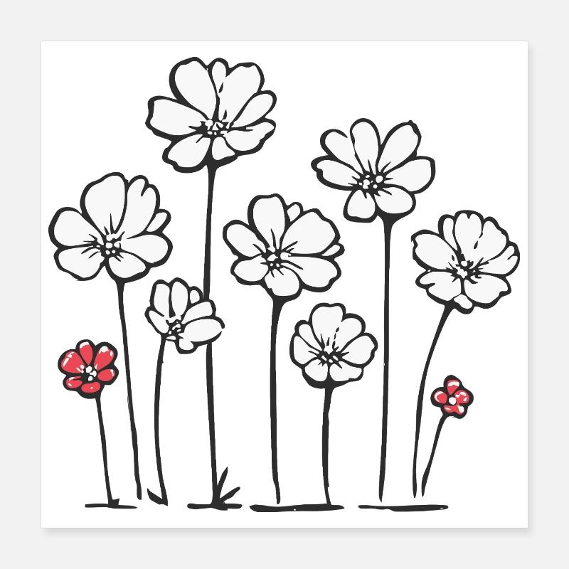 Delicate Wildflower Pattern Poster 16" x 16" (40x40 cm)