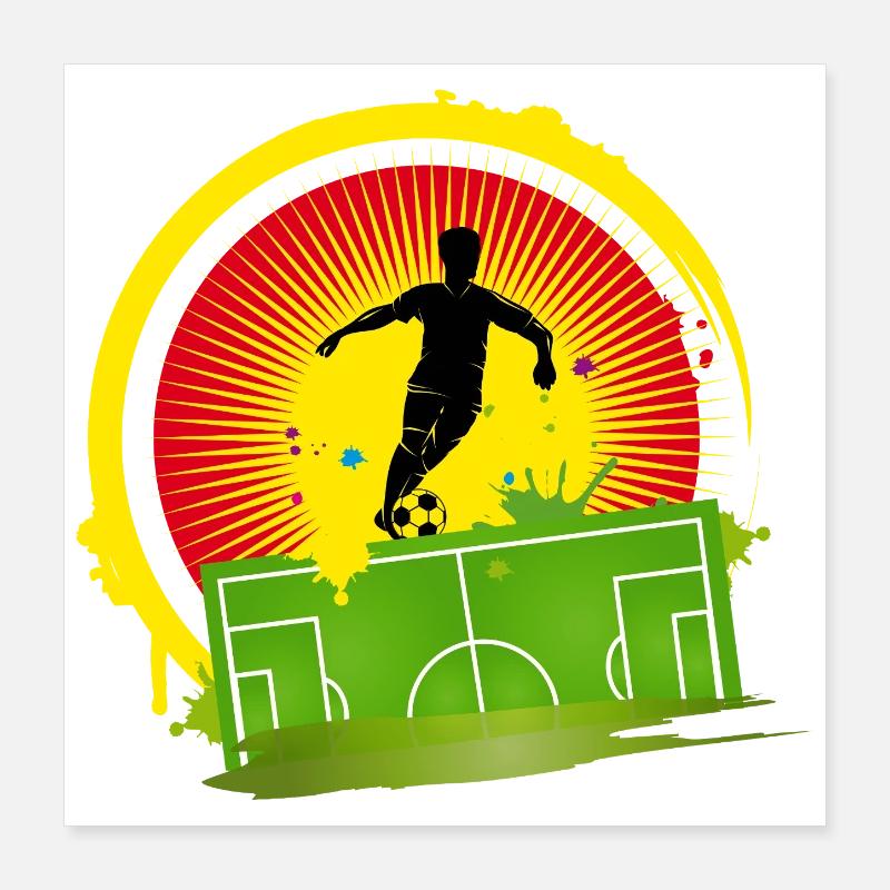 Dynamic Soccer Silhouette Colored Background Poster 16" x 16" (40x40 cm)