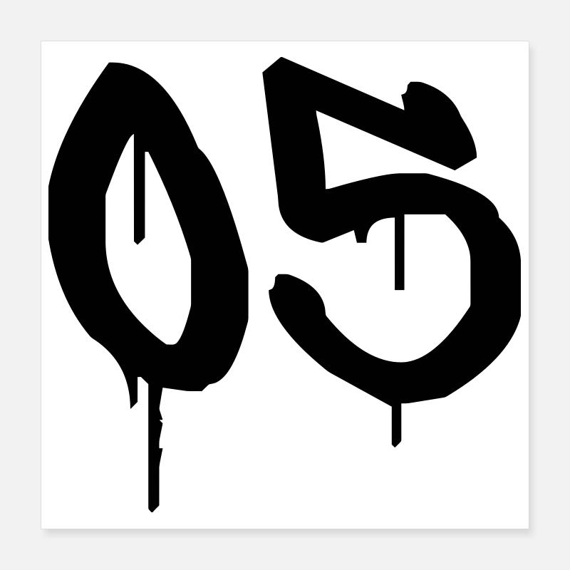 Nummer 05 Urbaner Graffiti-Stil Poster 40x40 cm
