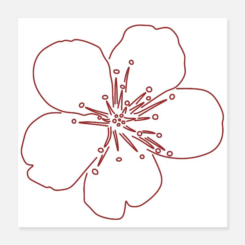 Kirschblüten-Blüten-Sketch Poster 40x40 cm