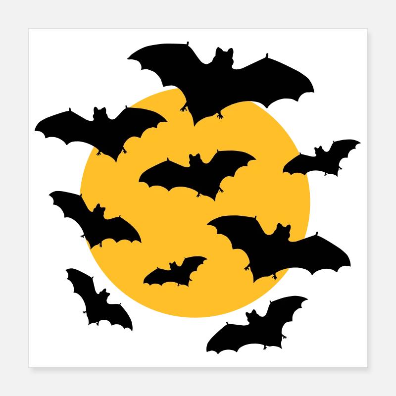 Fledermäuse & Mond Poster 40x40 cm
