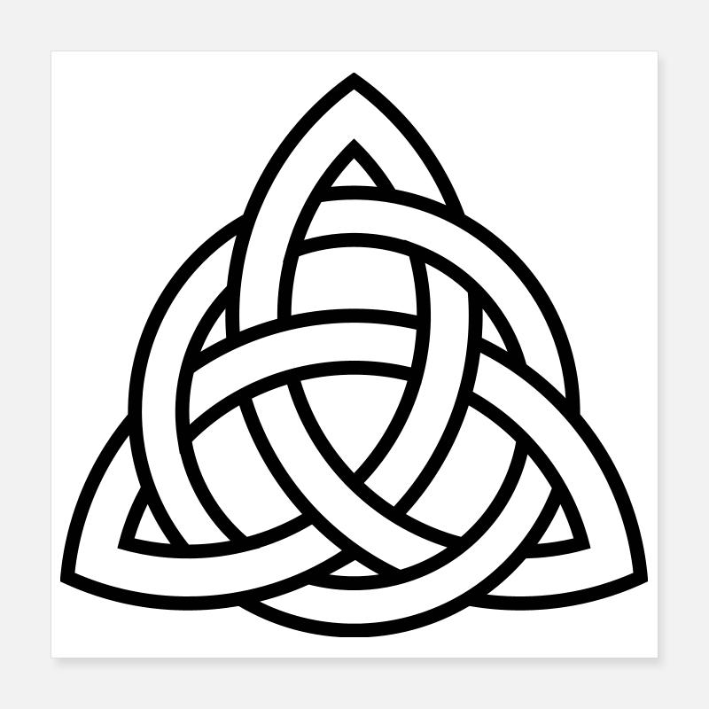 Keltisches Triqueta oder Triquetra-Symbol WEISS Poster 40x40 cm