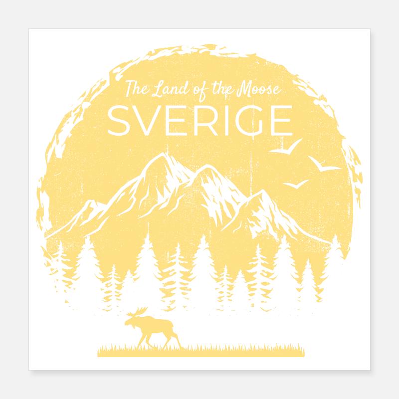 Sverige Terre de l’orignal Elch Design Poster 40 x 40 cm