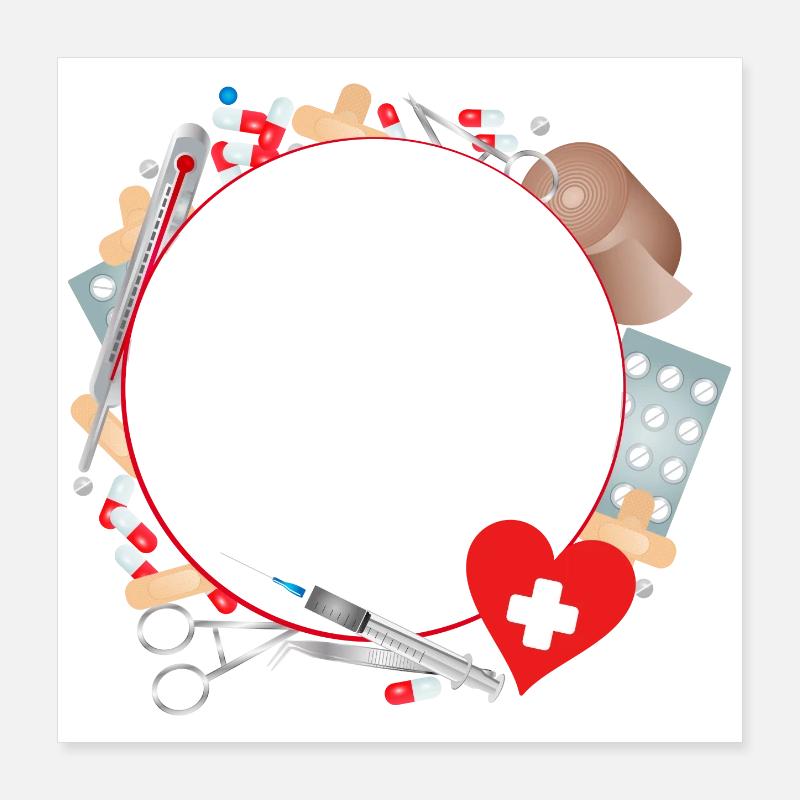 Erste Hilfe Set oder Reiseapotheke als Rahmen Poster 40x40 cm