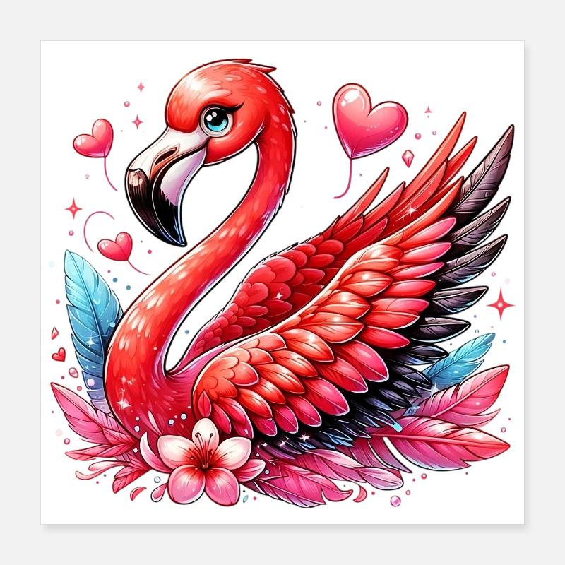 Flamingo Poster 40x40 cm