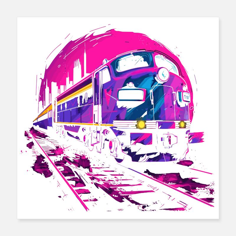 Chemin de fer Retrowave Poster 40 x 40 cm