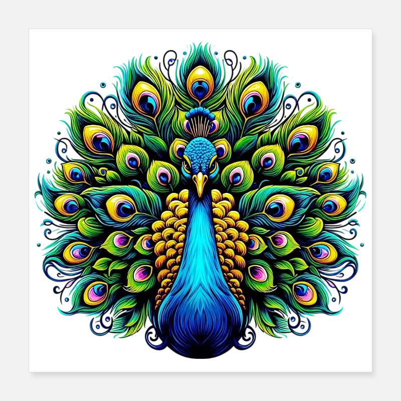Peacock Poster 16" x 16" (40x40 cm)