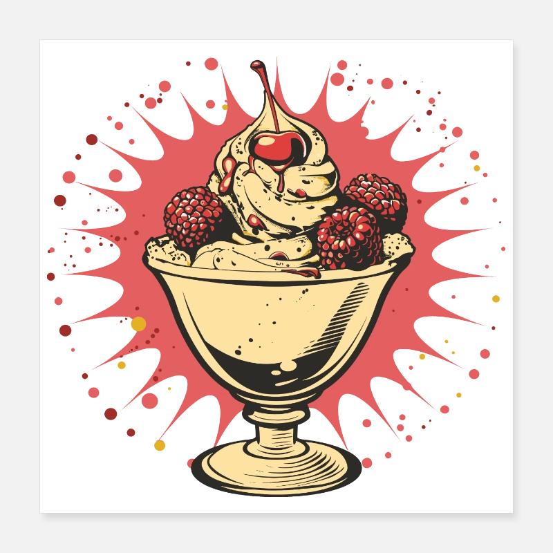 Grafik Eisbecher Poster 40x40 cm