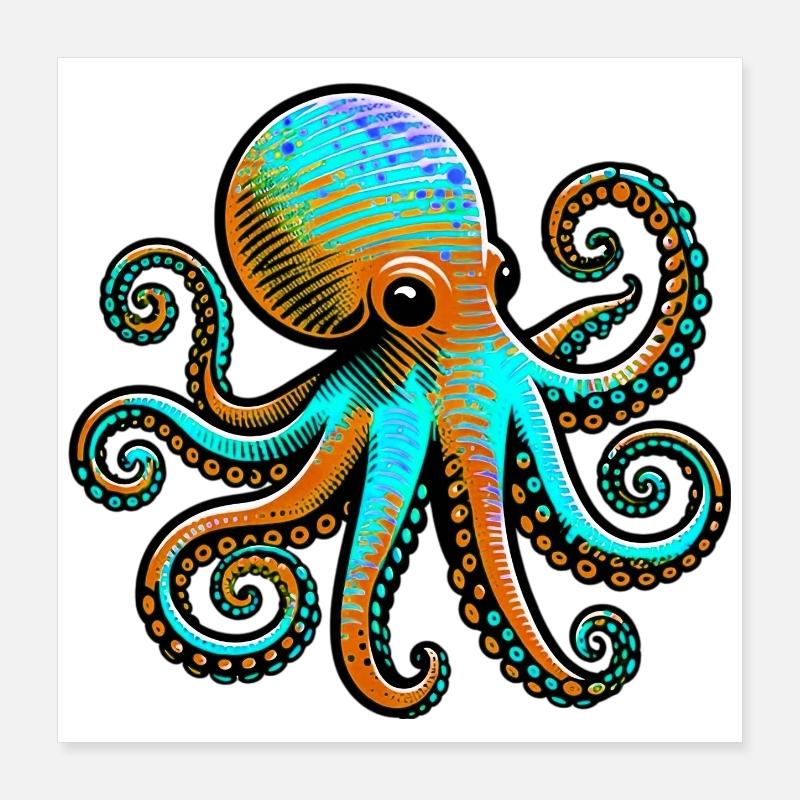 Krake Poster 40x40 cm