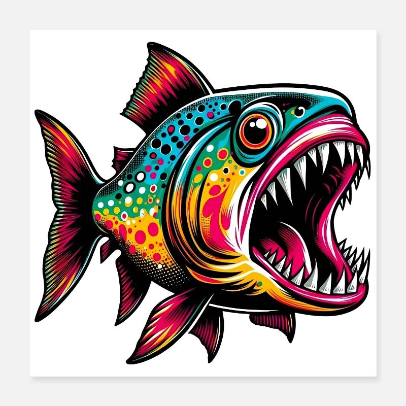 Piranha Poster 16" x 16" (40x40 cm)