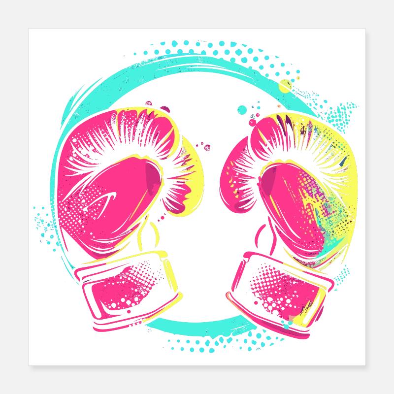 Style de dessin animé de kickboxing Poster 40 x 40 cm