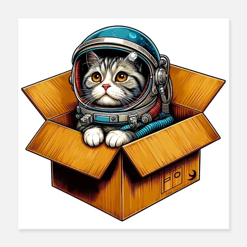 Astronaut Katze Poster 40x40 cm