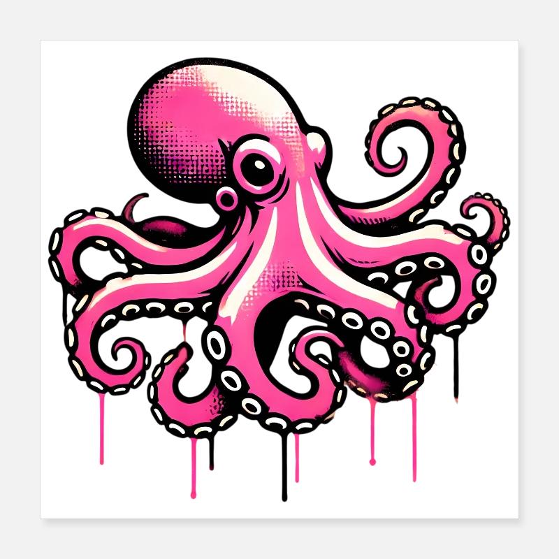 Krake Poster 40x40 cm