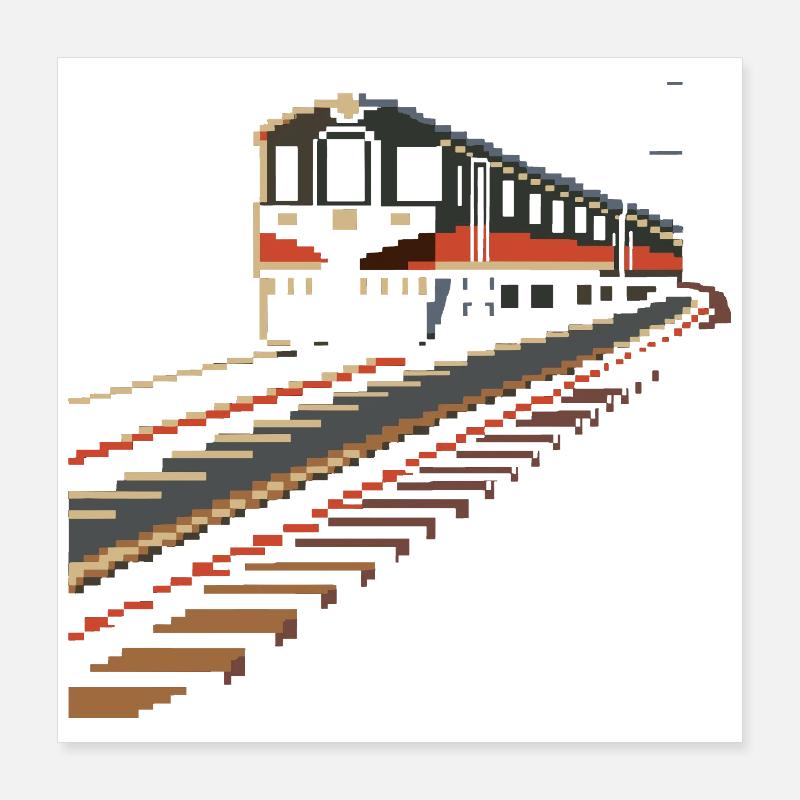 Eisenbahn Pixel Poster 40x40 cm