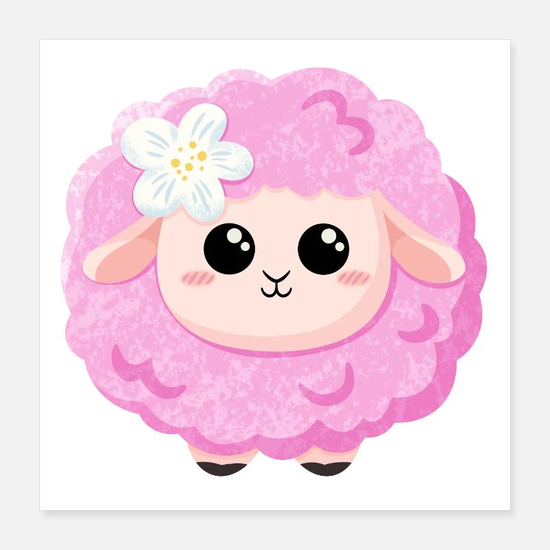 Süßes rosa Schaf Poster 40x40 cm