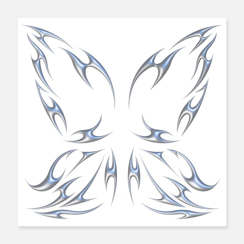 Chrome métallisé ailes de fée papillon design Poster 40 x 40 cm