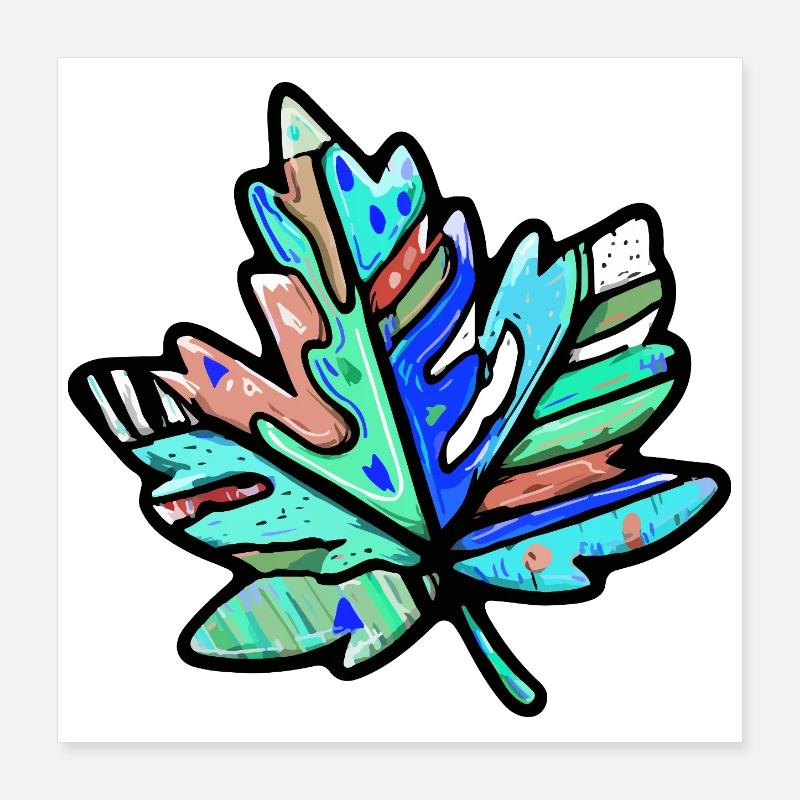 Symbole coloré de la feuille d'érable Poster 40 x 40 cm