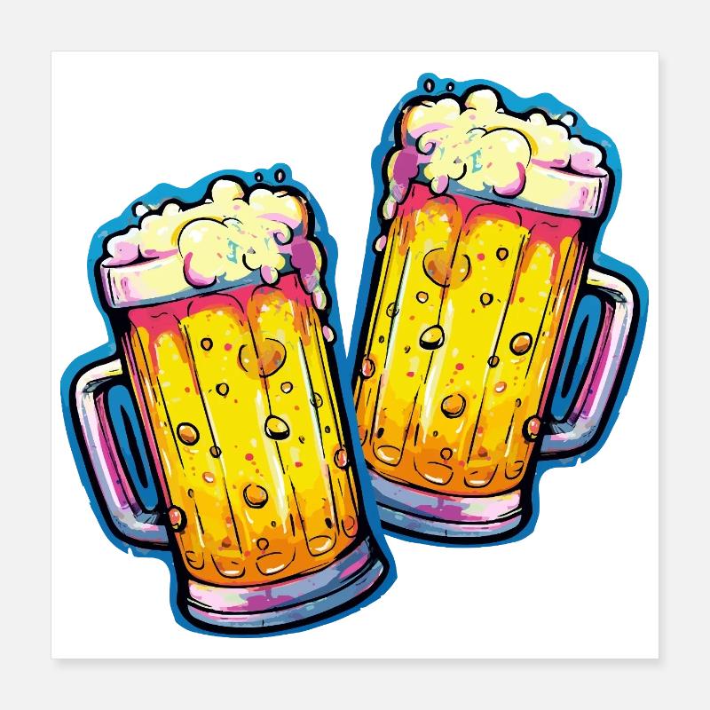 Verre de bière comique Poster 40 x 40 cm