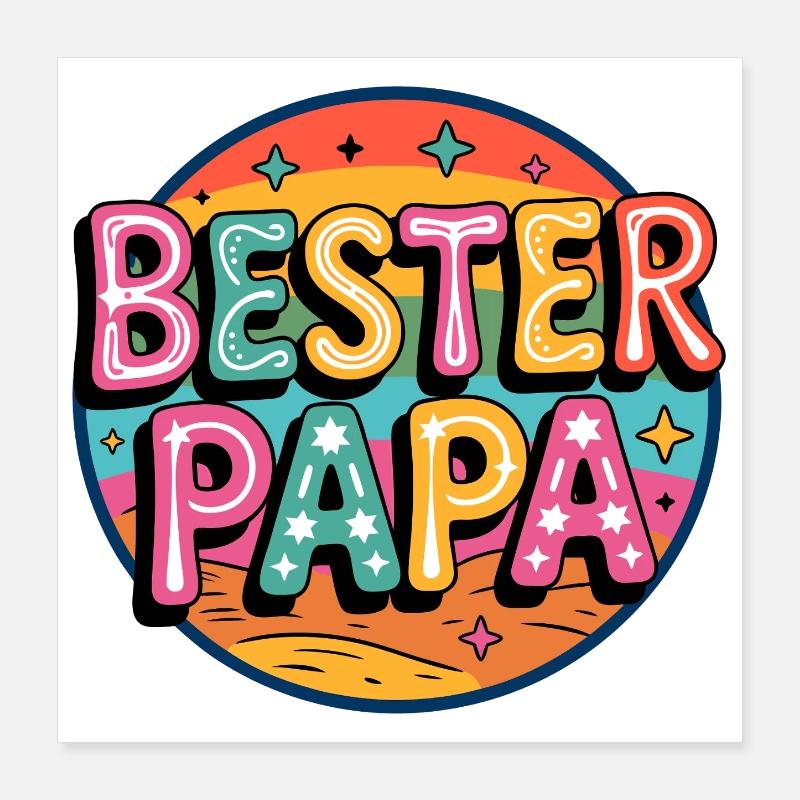 Meilleur papa rétro Poster 40 x 40 cm
