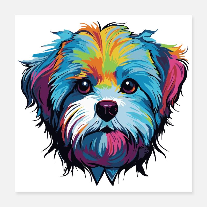 Tête de chien comique de chien Poster 40 x 40 cm