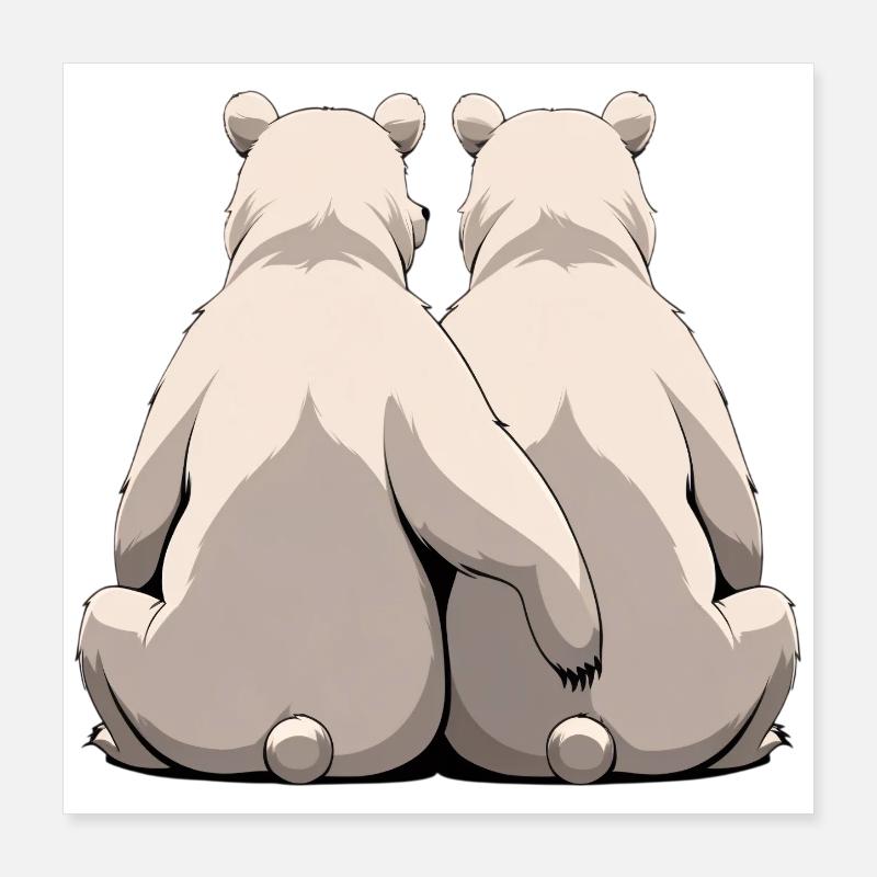 Deux ours blancs dos à dos Poster 40 x 40 cm