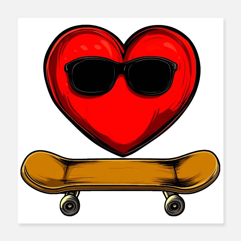 Skateboarder Herz Poster 40x40 cm