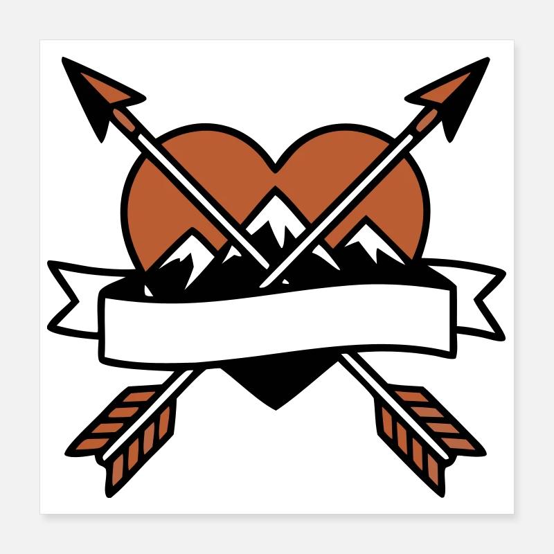 Marqueur de la bannière Heart Arrows Poster 40 x 40 cm