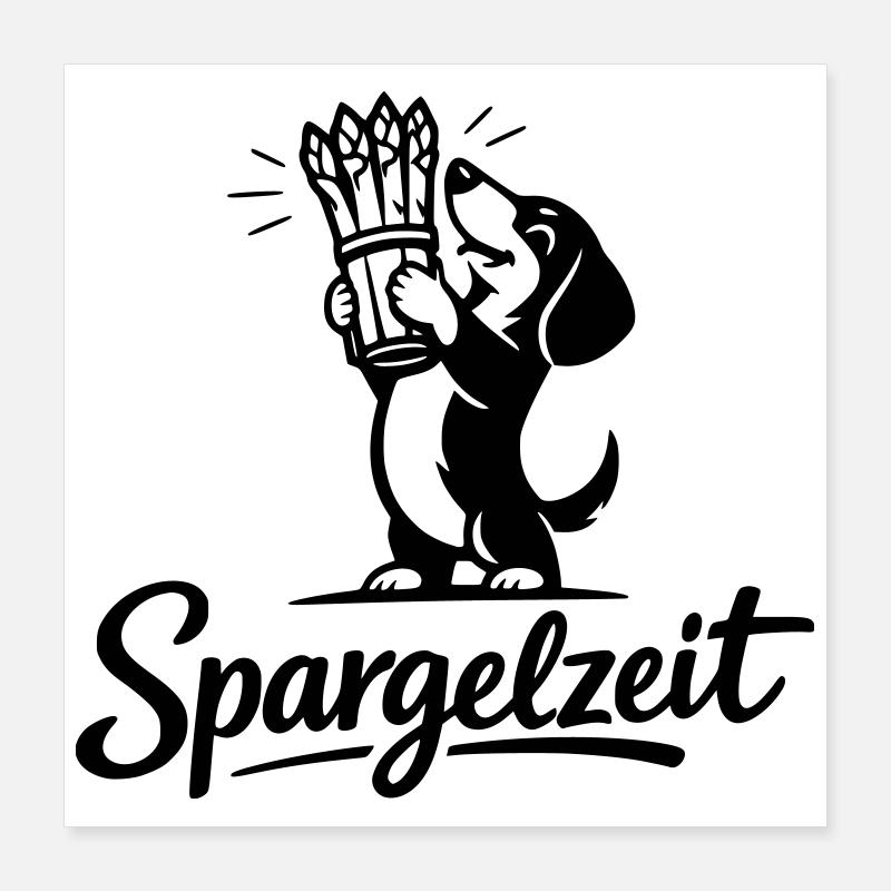 Spargel Essen Spargelzeit Saison Dackel Poster 40x40 cm