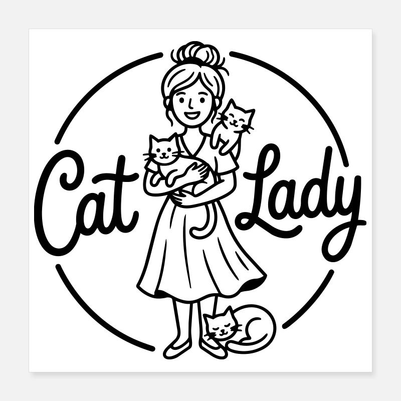 Katzenfrau Poster 40x40 cm